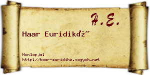 Haar Euridiké névjegykártya